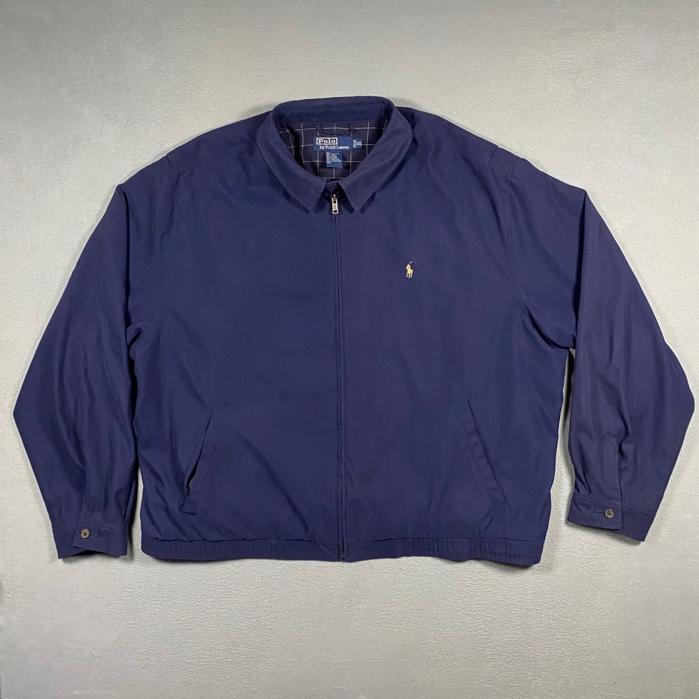 VTG Polo Ralph Lauren Harrington Jacket Mens XXL Blue Plaid Lined Windbreaker